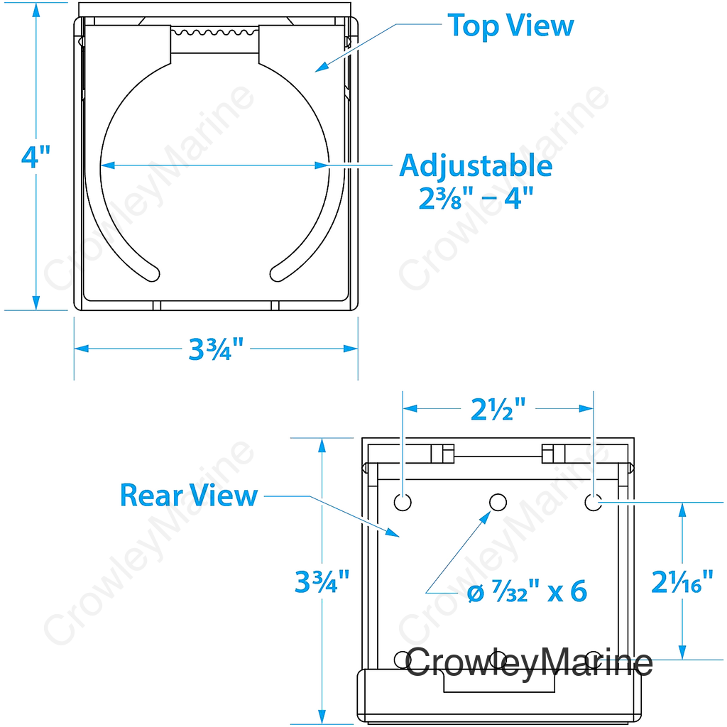 Seachoice Folding and Adjustable Drink Holder, Chrome Plated