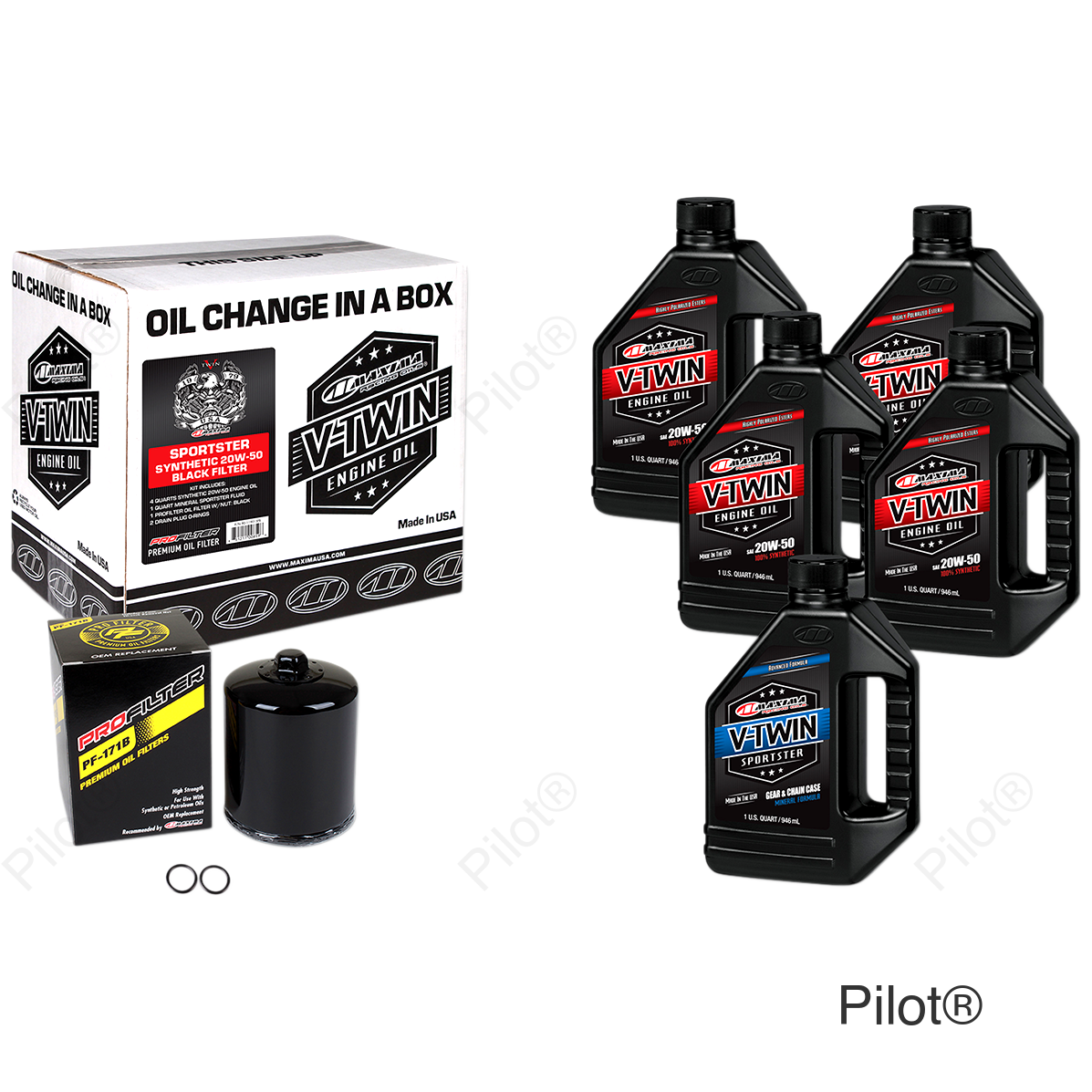 Sportster Synthetic 20W-50 Oil Change Kit - Black Filter