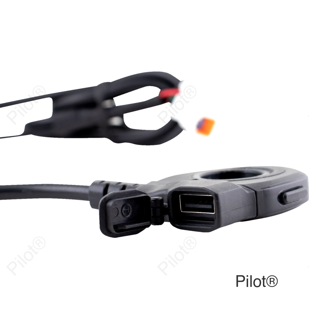 Heated Grip Thumb Switch - USB-A Charger - Black