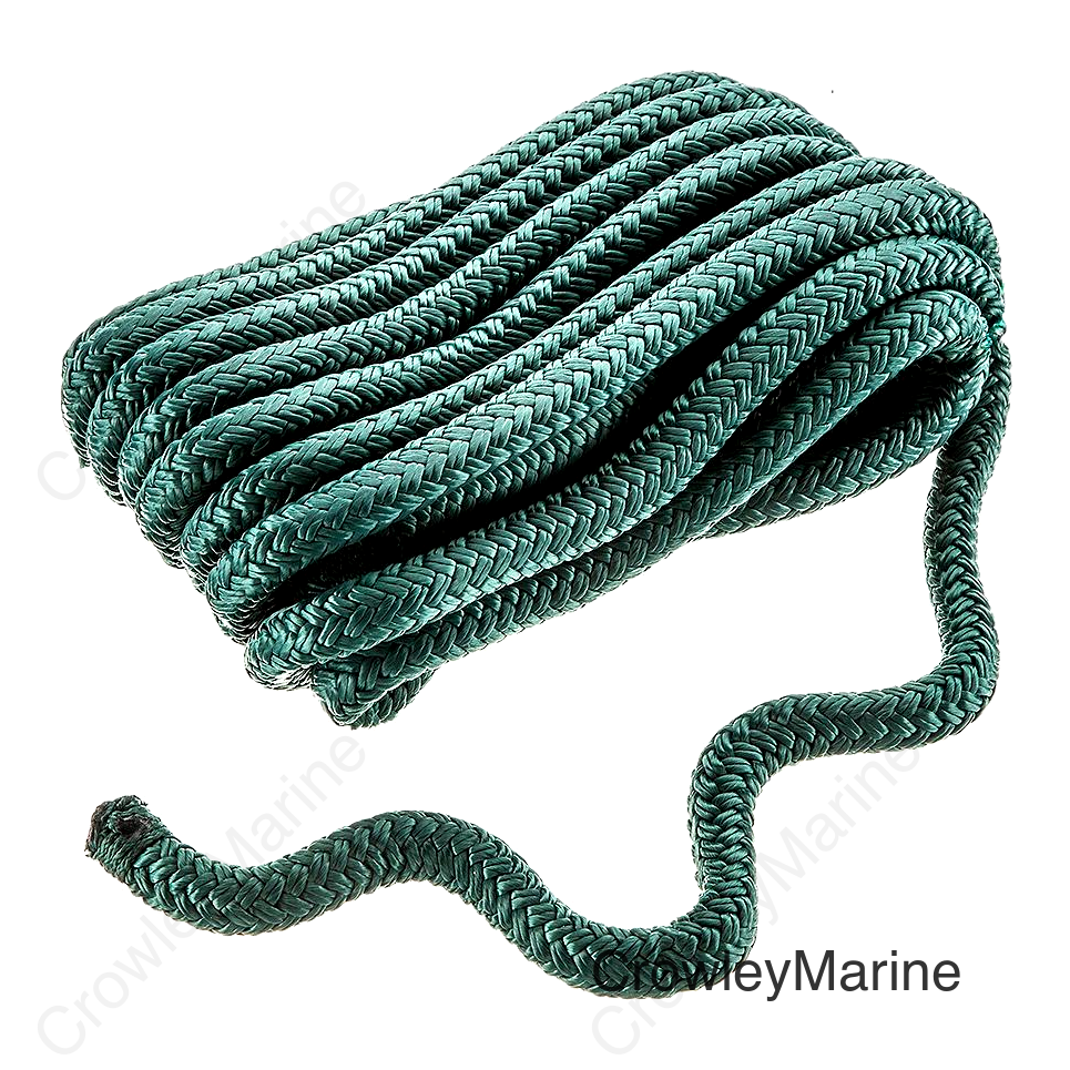 Seachoice Double-Braid Nylon Dock Line w/ Eye Splice, Pre-Shrunk, Heat Stabilized, 1/2 In. X 20 Ft., Forest Green