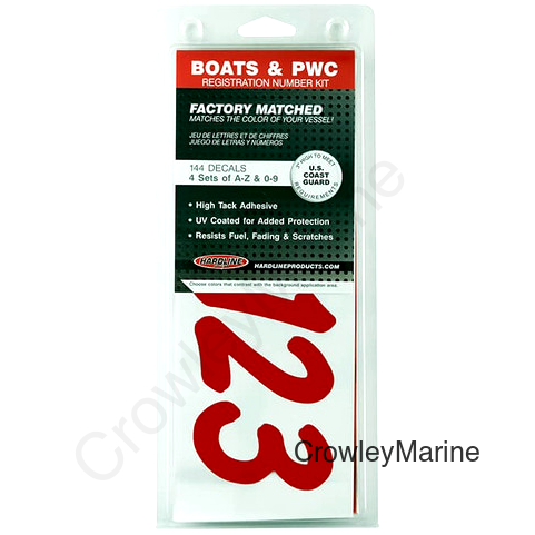 Hardline Boat Lettering Registration Kit 3 in. - 400 Red Solid