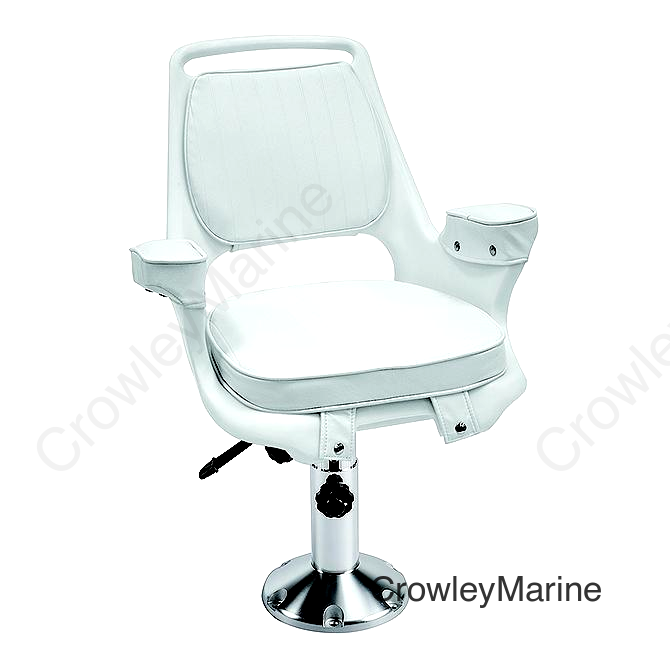 Wise Captain's Chair Package With Chair, Cushions, 12" to 18" Adjustable Pedestal and Seat Slide - White