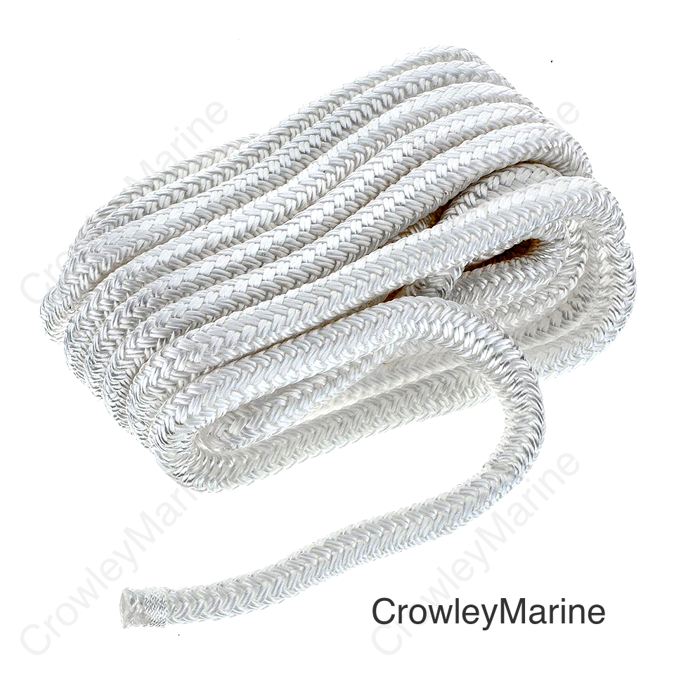 Seachoice Double-Braid Nylon Dock Line w/ Eye Splice, Pre-Shrunk, Heat Stabilized, 1/2 In. X 25 Ft., White