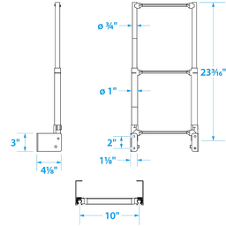 Seachoice Telescoping Transom Mount Ladder, Stainless Steel, 3 Steps, 300 Lb. Capacity thumbnail-3