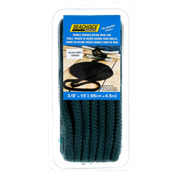 Seachoice Double-Braid Nylon Dock Line w/ Eye Splice, Pre-Shrunk, Heat Stabilized, 3/8 In. X 15 Ft., Forest Green thumbnail-2