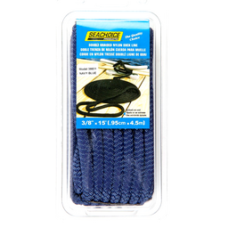 Seachoice Double-Braid Nylon Dock Line w/ Eye Splice, Pre-Shrunk, Heat Stabilized, 3/8 In. X 15 Ft., Navy thumbnail-3