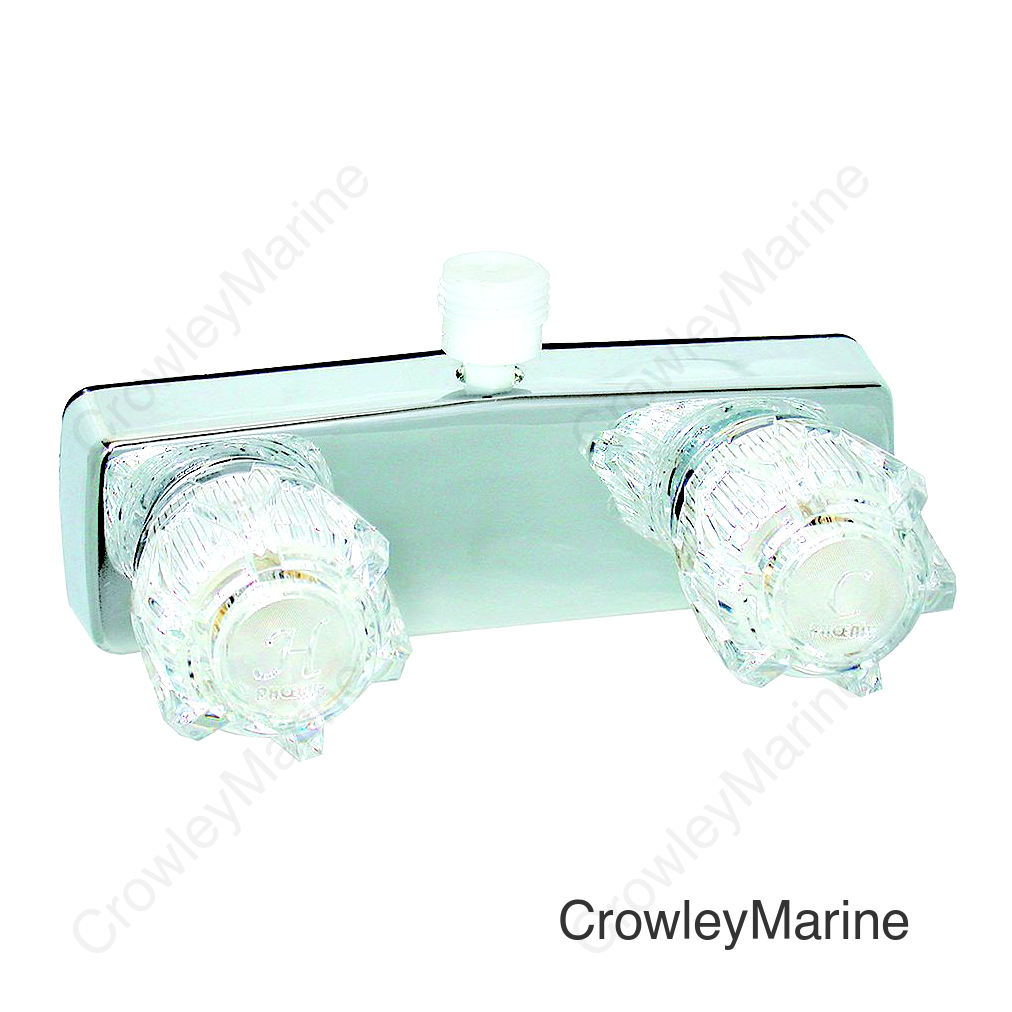 Valterra Phoenix PF213350 DuraPro Chrome Finish Two Handle 4" RV Shower Valve Faucet with Clear Acrylic Knobs