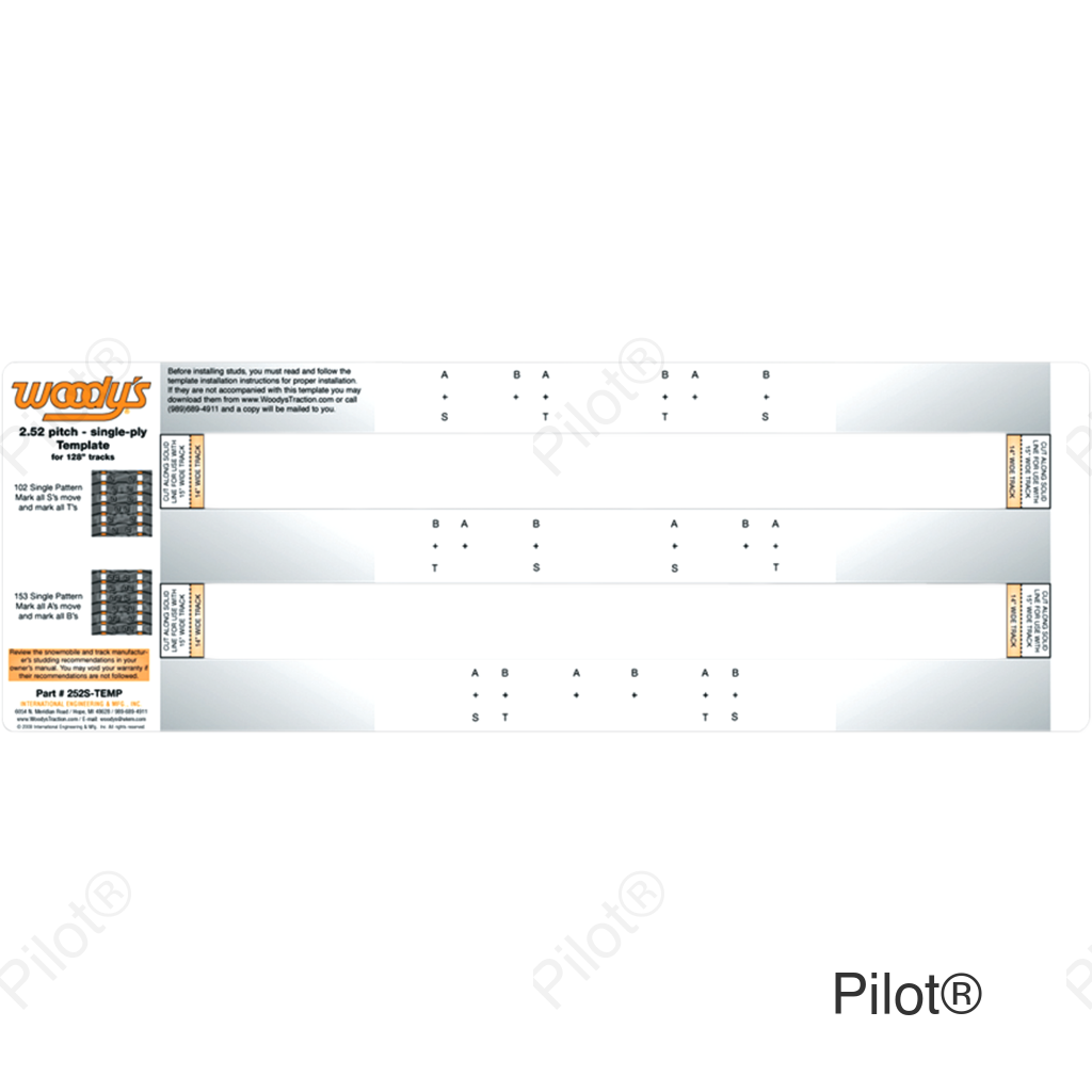 Studding Template - Track - 128" - 2.52" Pitch
