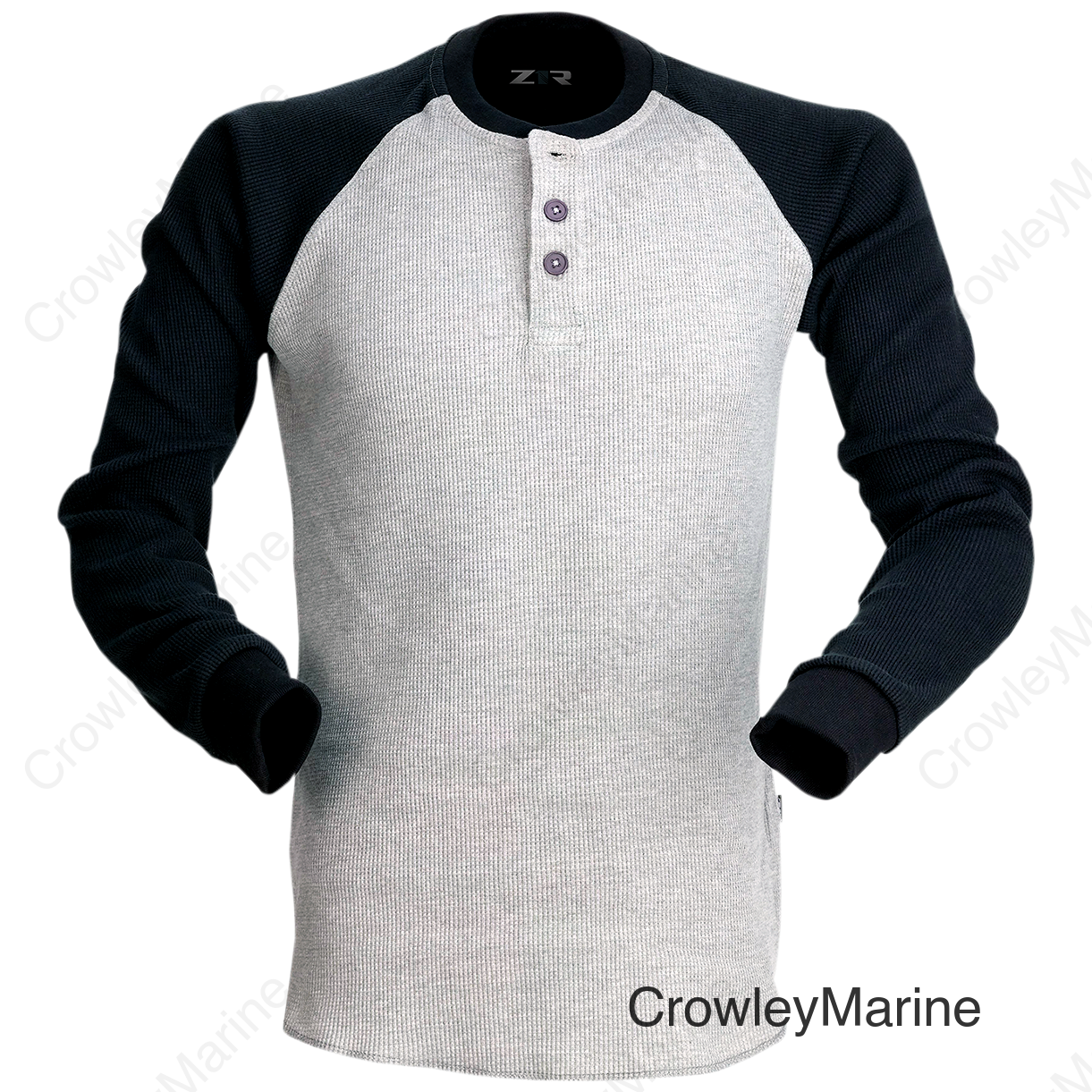 SHIRT LS WAFFLE GREY LG