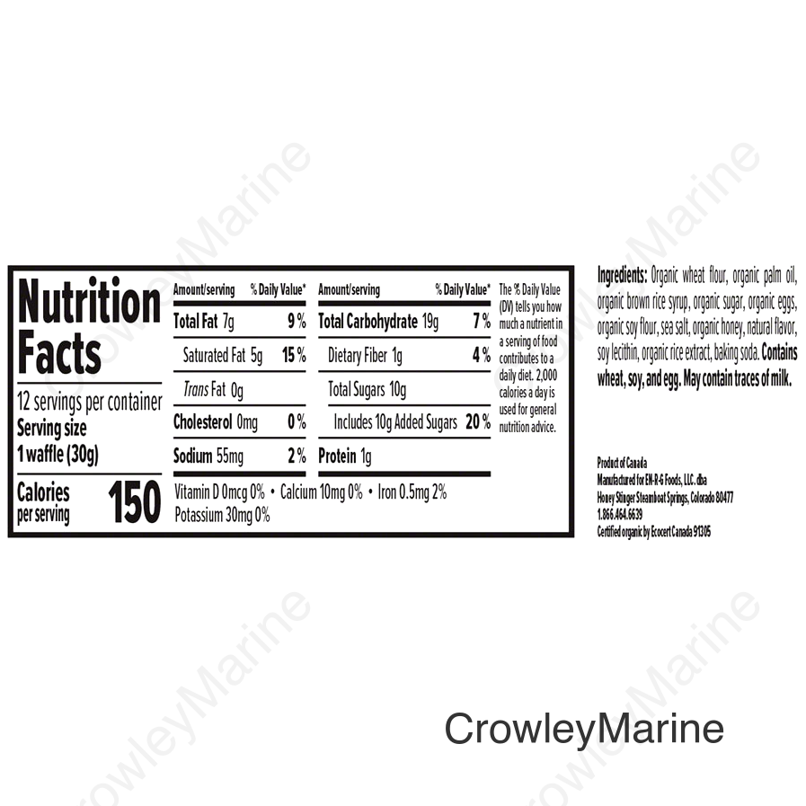 Honey Stinger Organic Waffle - Vanilla Box of 12