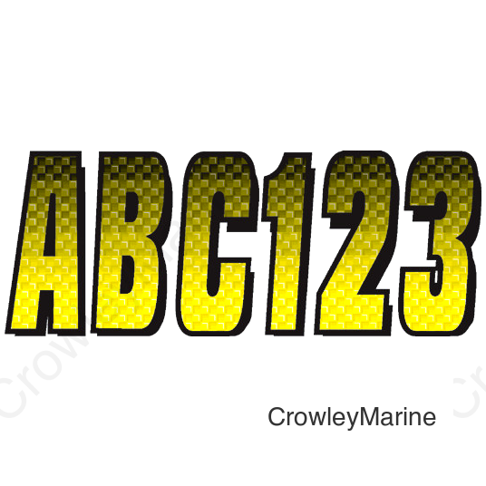 Hardline Series 300 Registration Kit, Carbon Fiber With Block Font and Top to Bottom Color Gradations (Includes 4 Sets of 3" A-Z, 0-9)