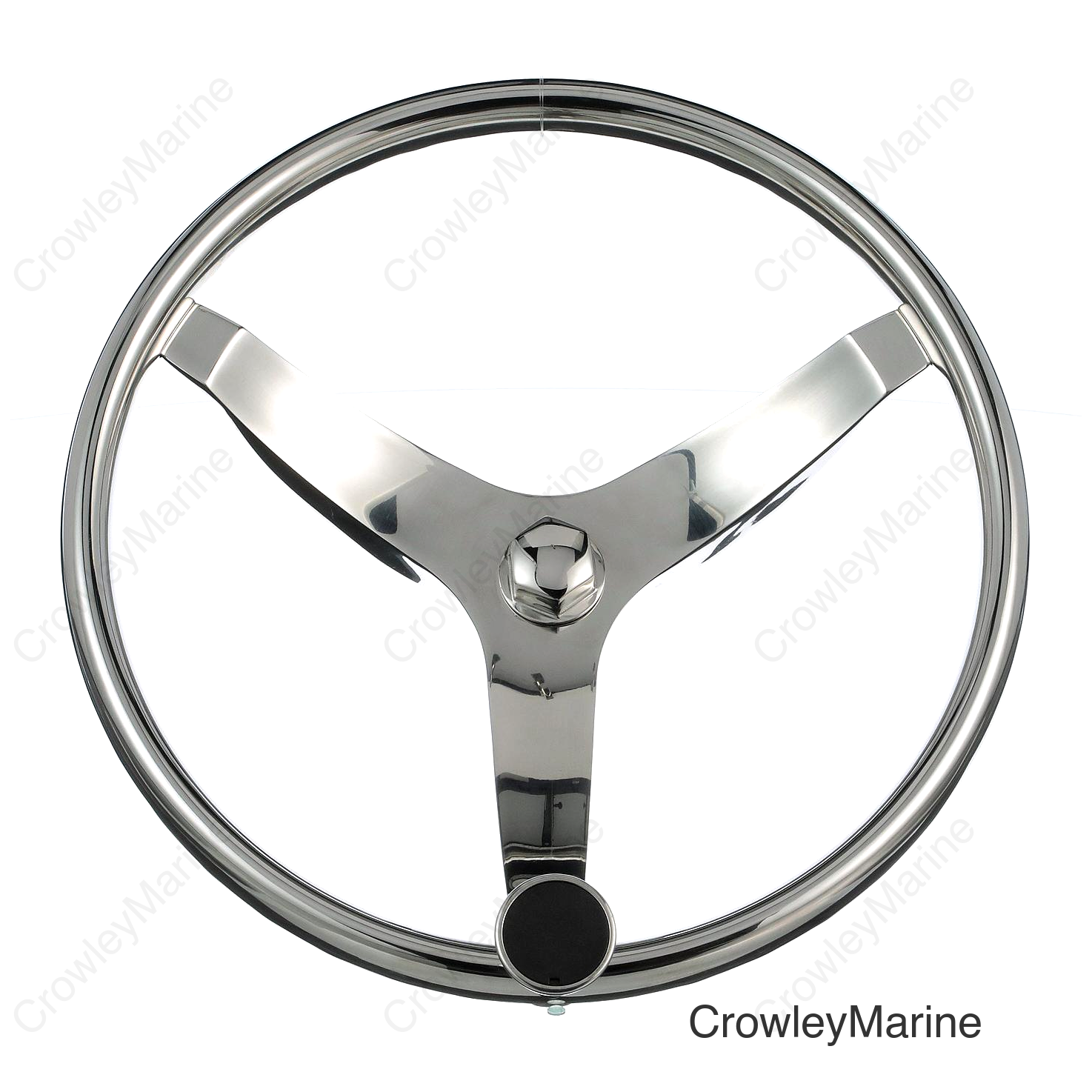 Seachoice 3 Spoke Sports Steering Wheel w/ Turning Knob, Fits 3/4-In. Tapered Shaft, 13.5-In. Diameter