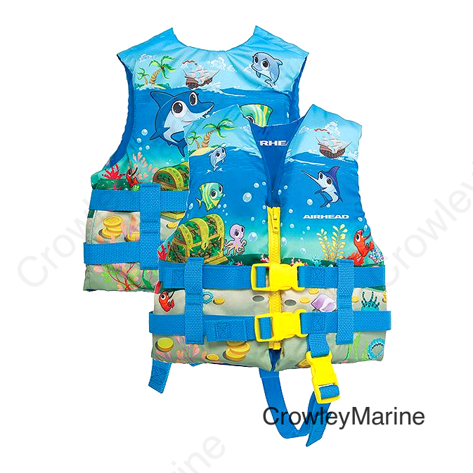 Airhead 3008802A Treasure Life Jacket, Infant, Blue Treasure Chest / Sea Life Theme