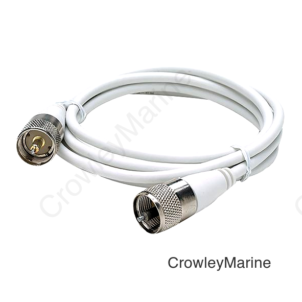 Seachoice 19781 5' RG58U White Coaxial Antenna Cable Assembly, Includes PL259 Fittings on Both Ends