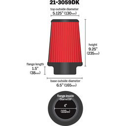 AEM 4 in x 9 in x 1 in Dryflow Element Filter thumbnail-2