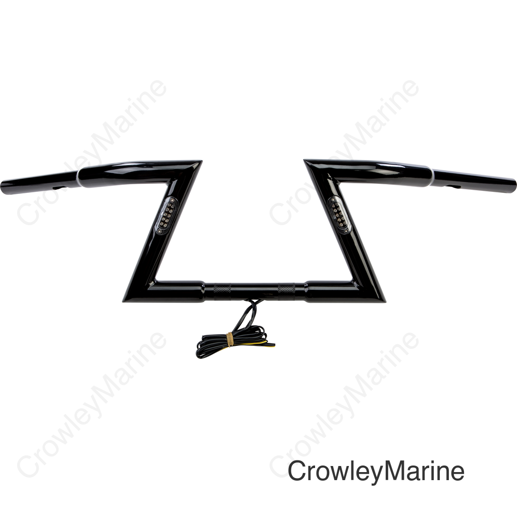 GLOSS BLACK Z BARS 8" RISE W/LED TURN SIGNALS