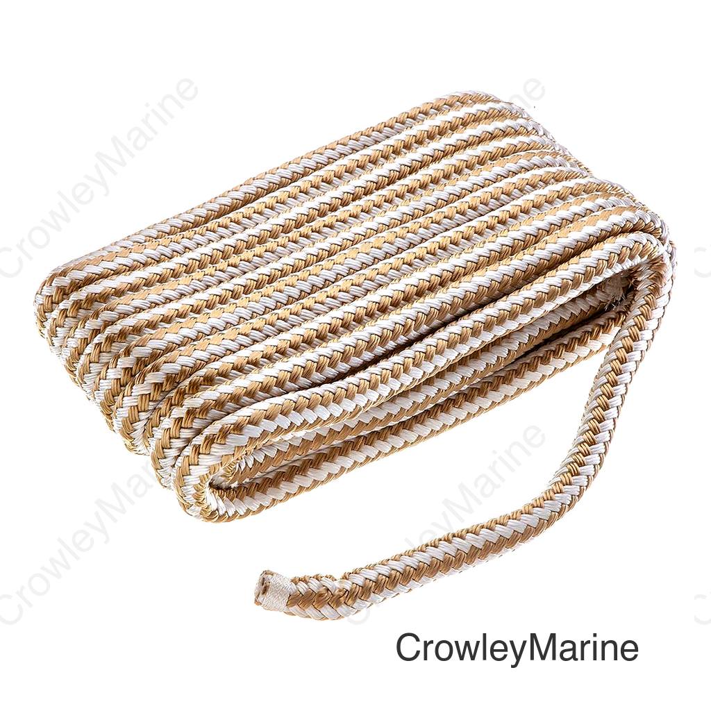 Seachoice Double-Braid Nylon Dock Line w/ Eye Splice, Pre-Shrunk, Heat Stabilized, 5/8 In. X 35 Ft., Gold White