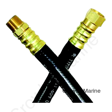 JR Products 07-31395 RV 24" Rubber LP Supply Hose with 3/8" Female Swivel SAE & Male Pipe Ends