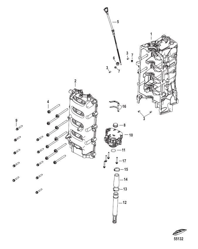 Cylinder Block - Serial Range Outboard 80 EFI Jet (4-STROKE) 2B095049 ...