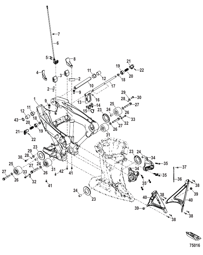 Serial Range Outboard 350 VERADO (4-STROKE)(5.7L)(V10) - 3B266064 & Up - Mount Cradle