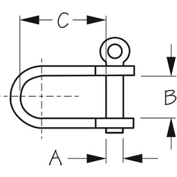 Stainless Steel STRIP "D" Shackle 1/2"X11/1 6" (140051)