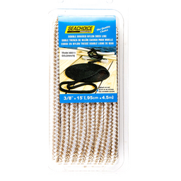 Seachoice Double-Braid Nylon Dock Line w/ Eye Splice, Pre-Shrunk, Heat Stabilized, 3/8 In. X 15 Ft., Gold White thumbnail-6