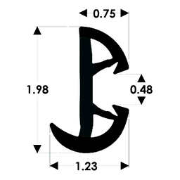 TACO V119993BBK802 Semi-Rigid SuproFlex Med.Rub Rail Kit w/Flexible Vinyl Overlay Insert, 2 x 1-1/4", Black thumbnail-1