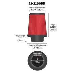 AEM 6 in DRY Flow Short Neck 9 in Element Filter thumbnail-2