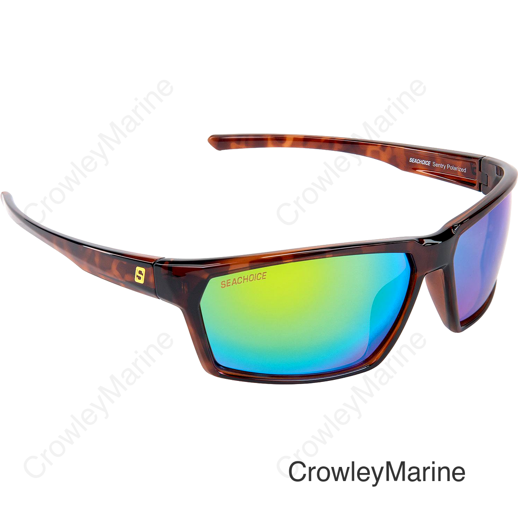 Seachoice 98811 "Sentry" Polarized Sunglasses, Frame: Shiny Tortoise, Lens: Green Mirror