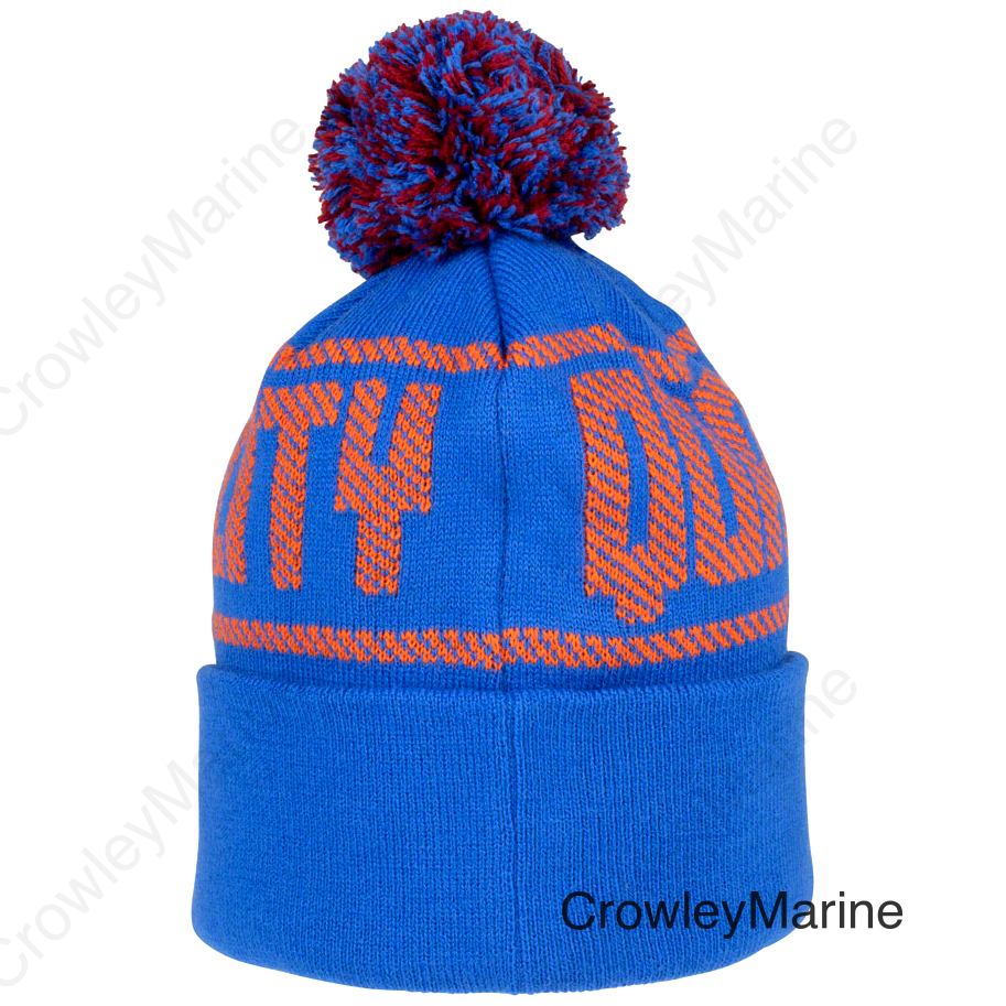 QBP Brand Quality Pom Beanie - Royal Blue/Orange One Size