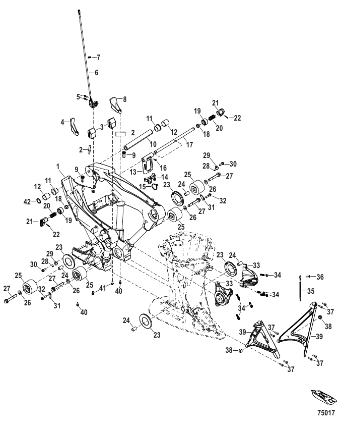 Serial Range Outboard 400R Racing (4-STROKE)(5.7L)(V10) - 3B272954 & Up - Mount Cradle