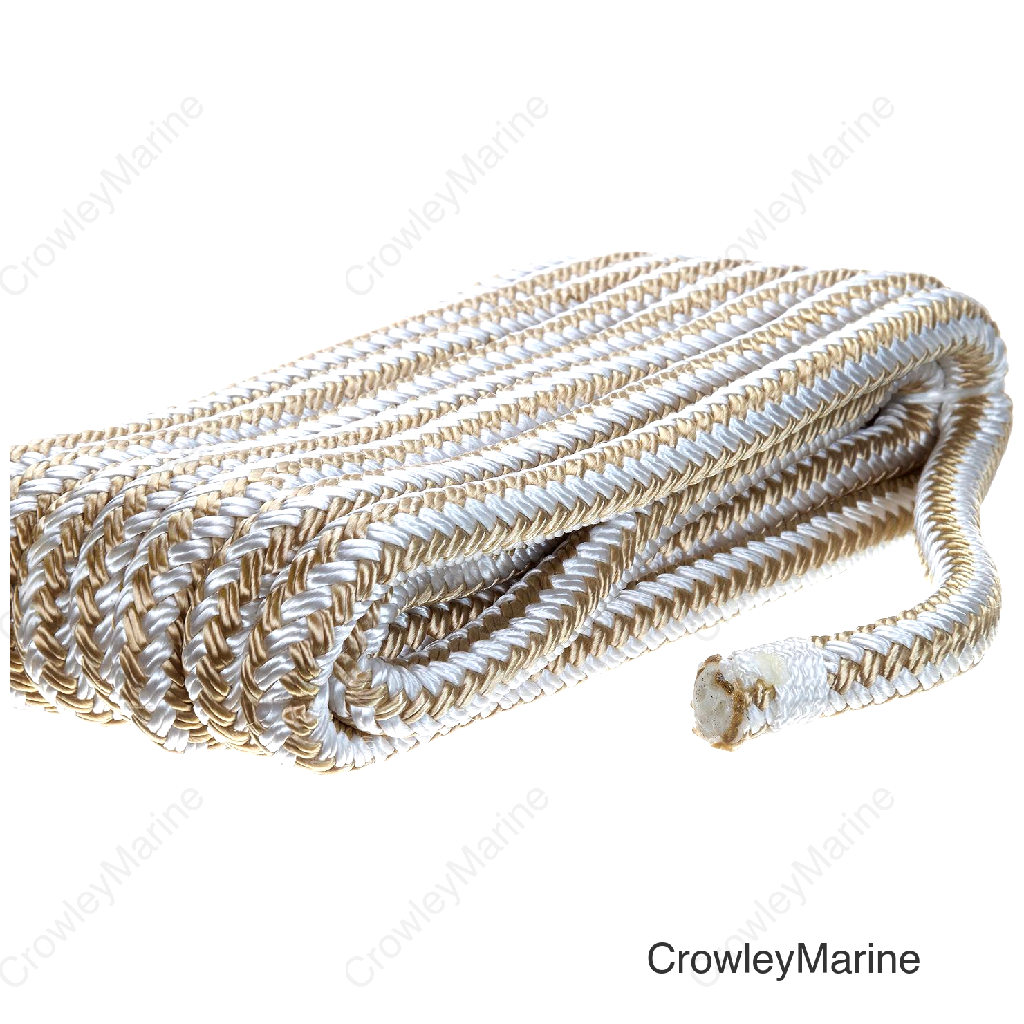 Seachoice Double-Braid Nylon Dock Line w/ Eye Splice, Pre-Shrunk, Heat Stabilized, 3/8 In. X 15 Ft., Gold White