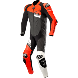 GP Plus Venom 1-Piece Leather Suit - Black/Red Fluorescent/White - US 46 / EU 56 thumbnail-1