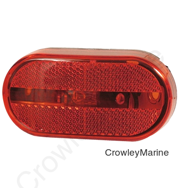 Optronics Incandescent Red Marker/Clearance Light - Oval, Surface Mount, Reflex Lens, Black Base, 1-Wire (451183)