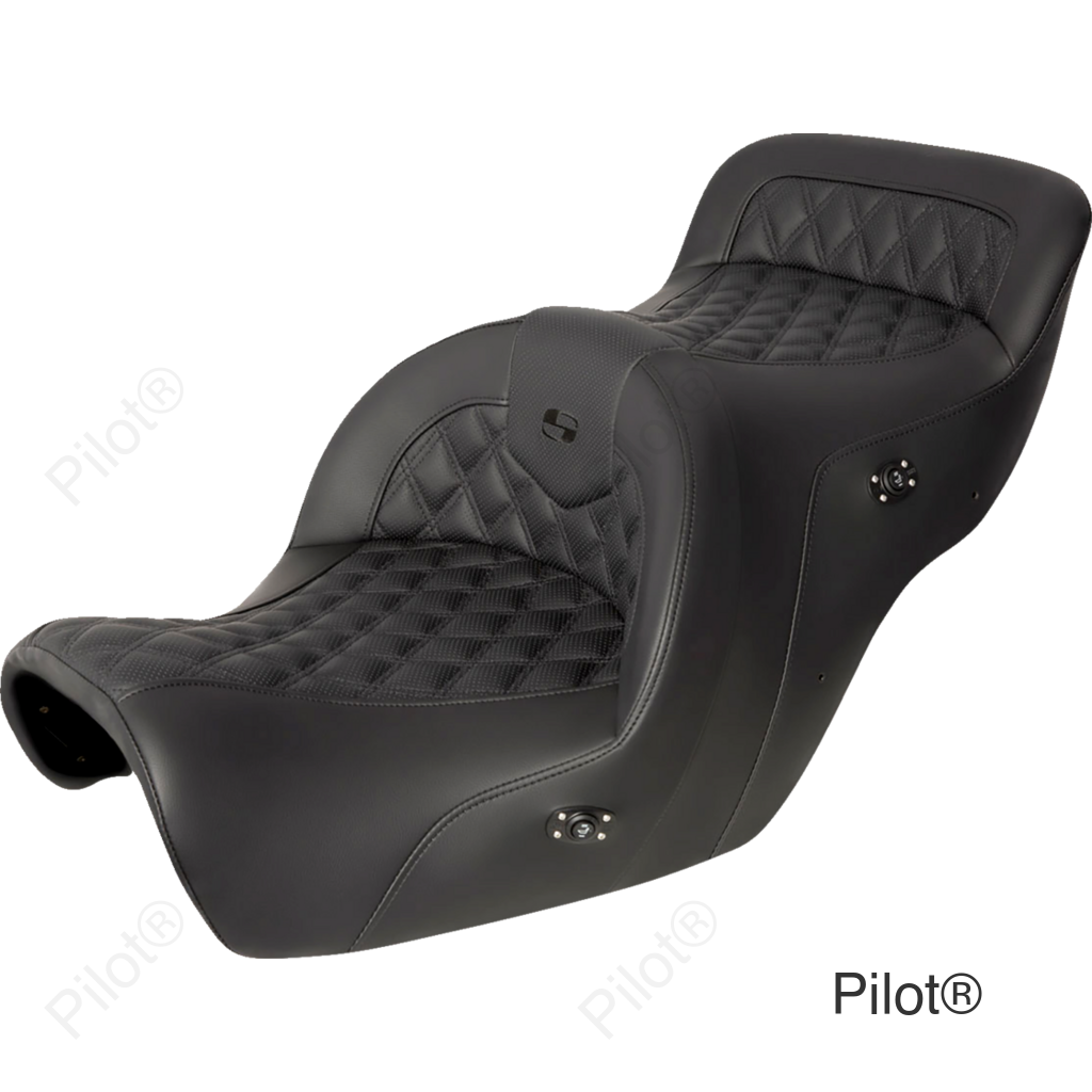 RoadSofa™ Seat - without Backrest - Full Lattice Stitch - Black - Heated - GL1500 '88-'00