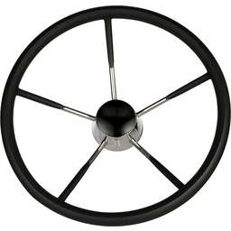 Seachoice 5-Spoke Destroyer Steering Wheel w/ Permanent Foam Grip, Stainless Steel, Black Center Cap thumbnail-2