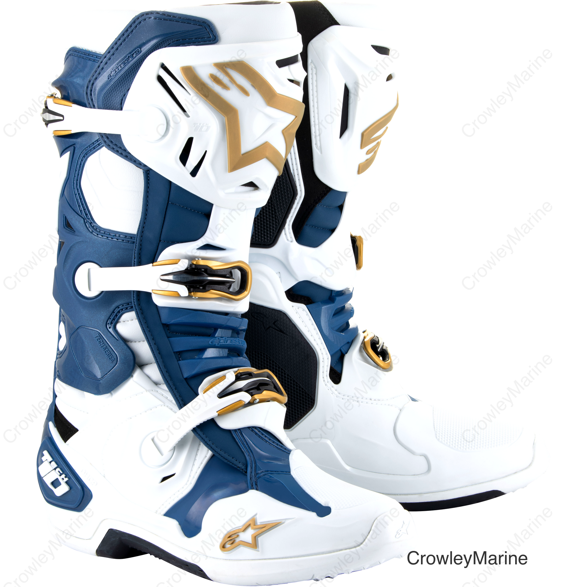 TECH 10 LE BOOTS WHITE/DARK BLUE/GOLD 9