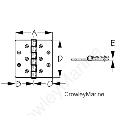BUTT Hinge 6X6 PIN W/BRNGS (205228)