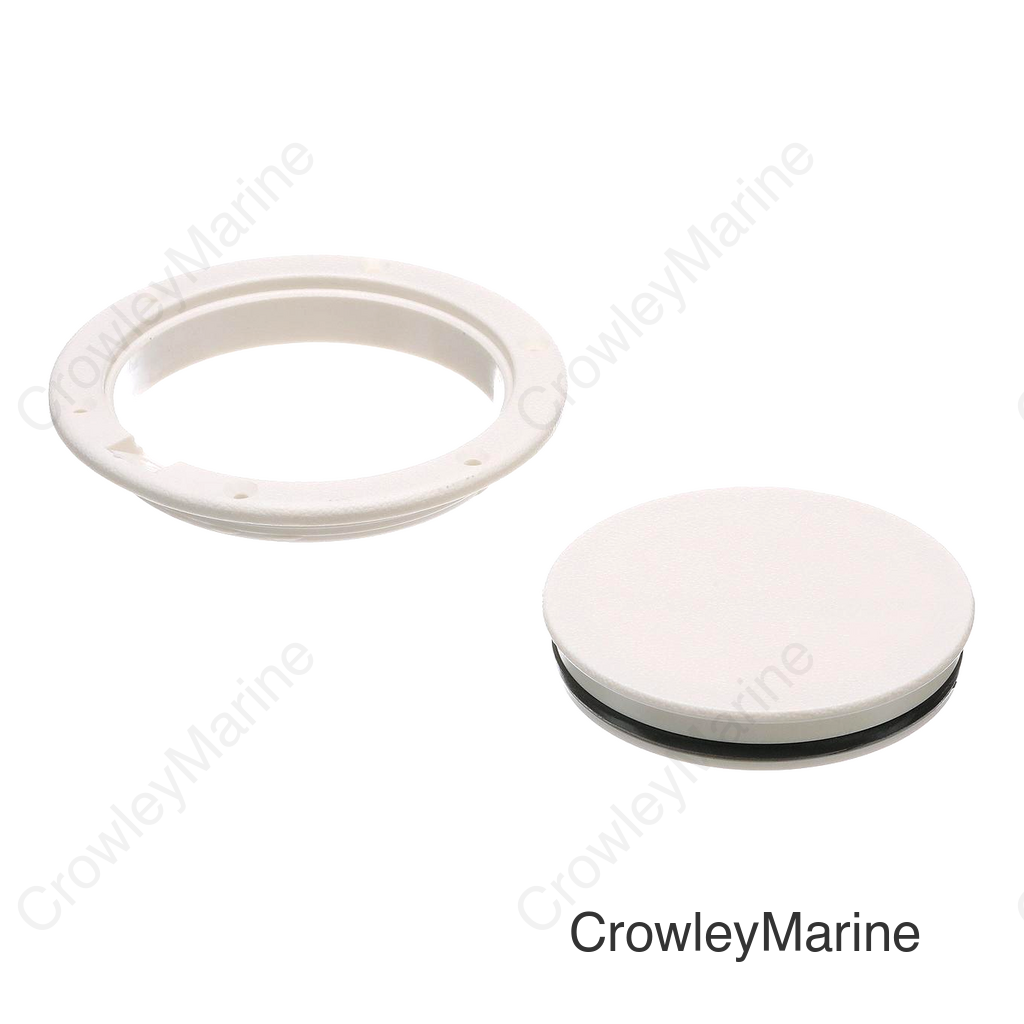 Seachoice White Pry-Up Deck Plate, Watertight, Up to 8-1/2 in. Diameter Hole