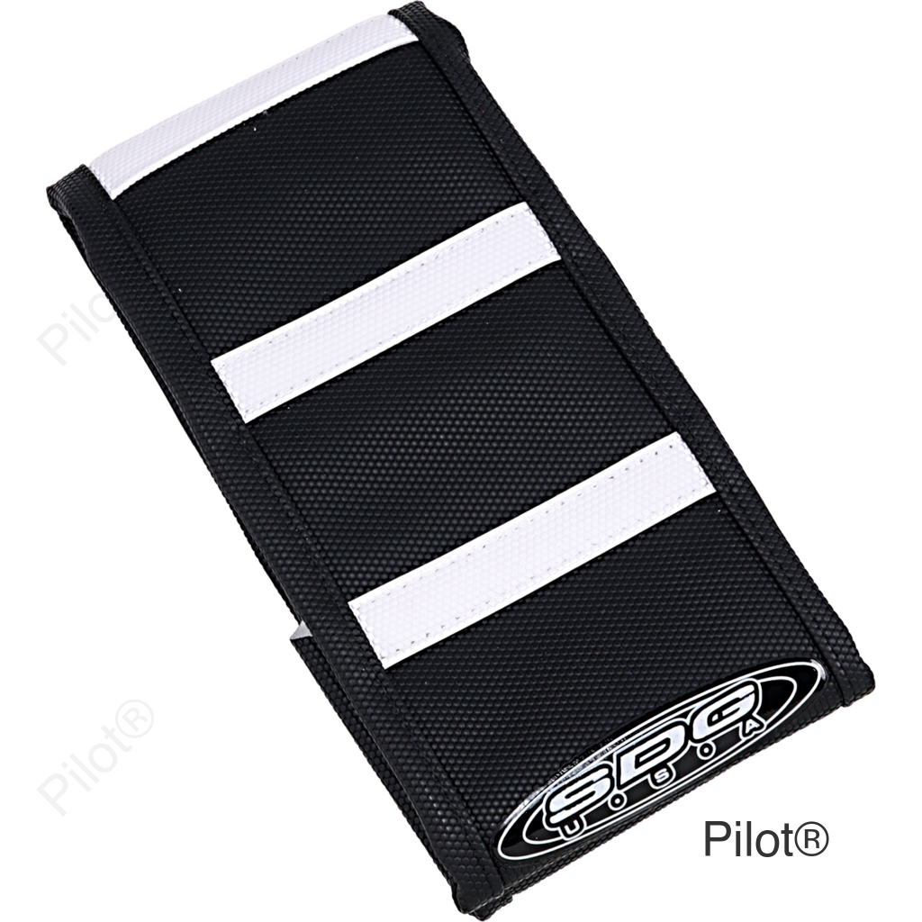 6-Ribbed Seat Cover - White Ribs/Black Top/Black Sides