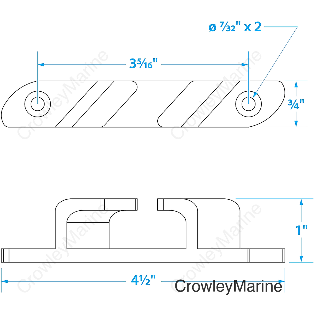 Seachoice 316 Stainless Steel Bow Chocks, 4-3/4 In. Long, Accepts Up to 5/8 In. Line, Pack of 2