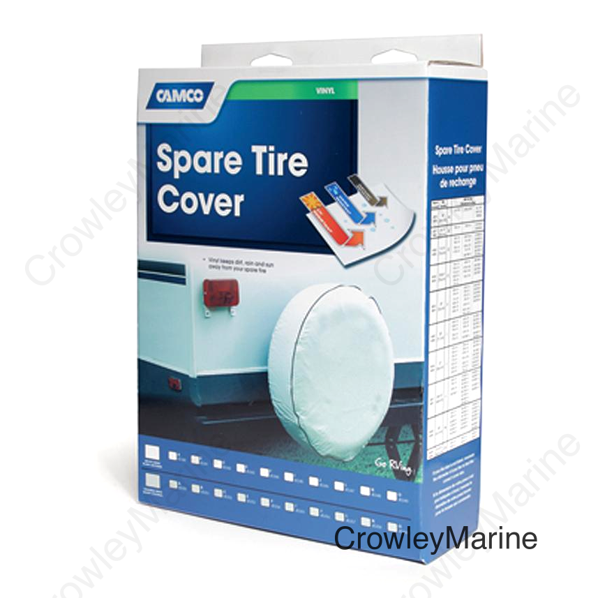 Camco 45346 Vinyl Spare Tire Cover, 27" Diameter, Arctic White