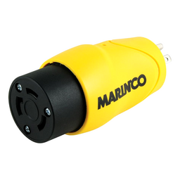 Marinco S15-30 (Old 83A) Straight Adapter Dock Side Male 15A/125V Straight Blade to Boat Side Female 30A/125V Locking thumbnail-0