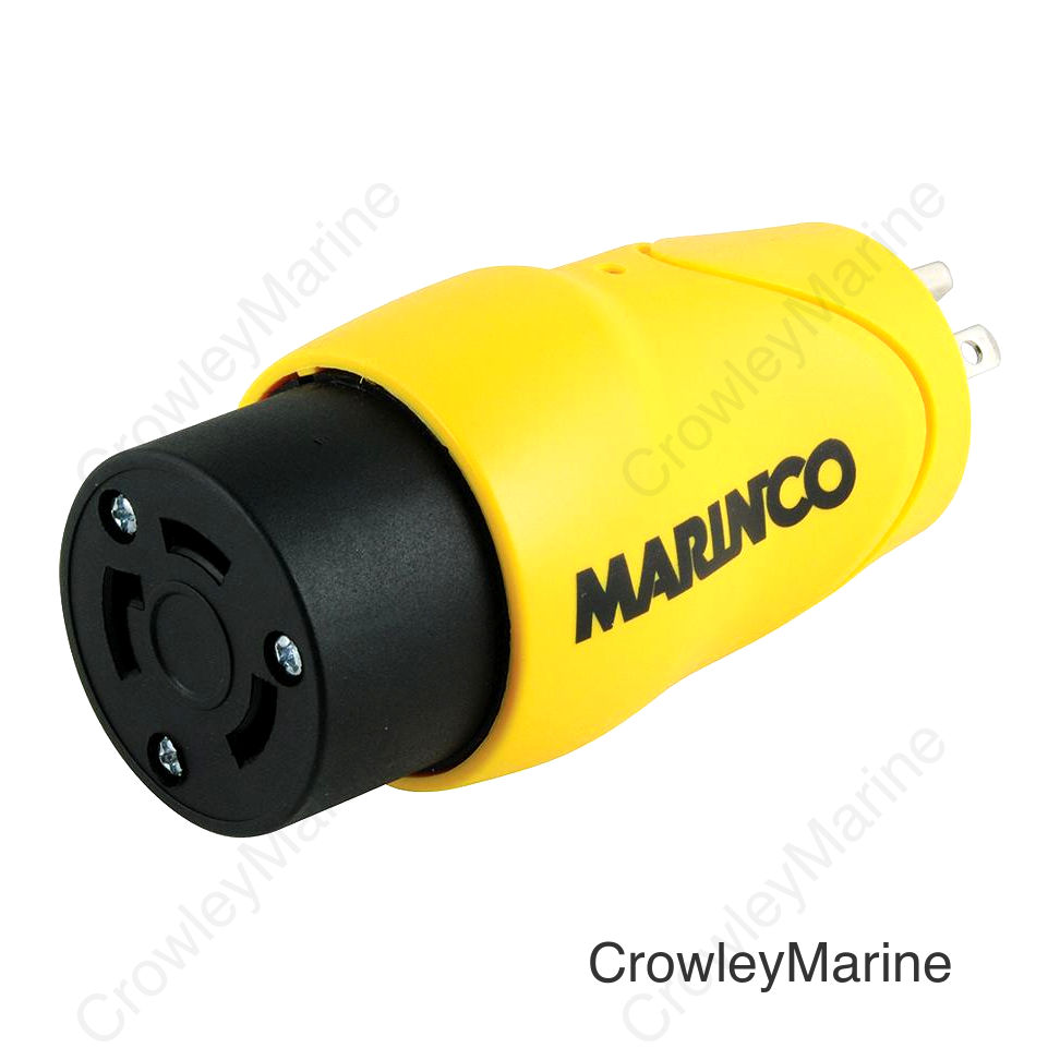 Marinco S15-30 (Old 83A) Straight Adapter Dock Side Male 15A/125V Straight Blade to Boat Side Female 30A/125V Locking