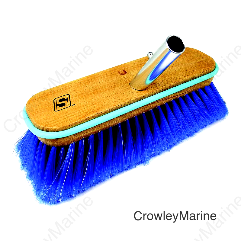 Seachoice 90461 Deck Brush with Bumper - Wood, Size: 10", Extra Soft (Blue Poly)