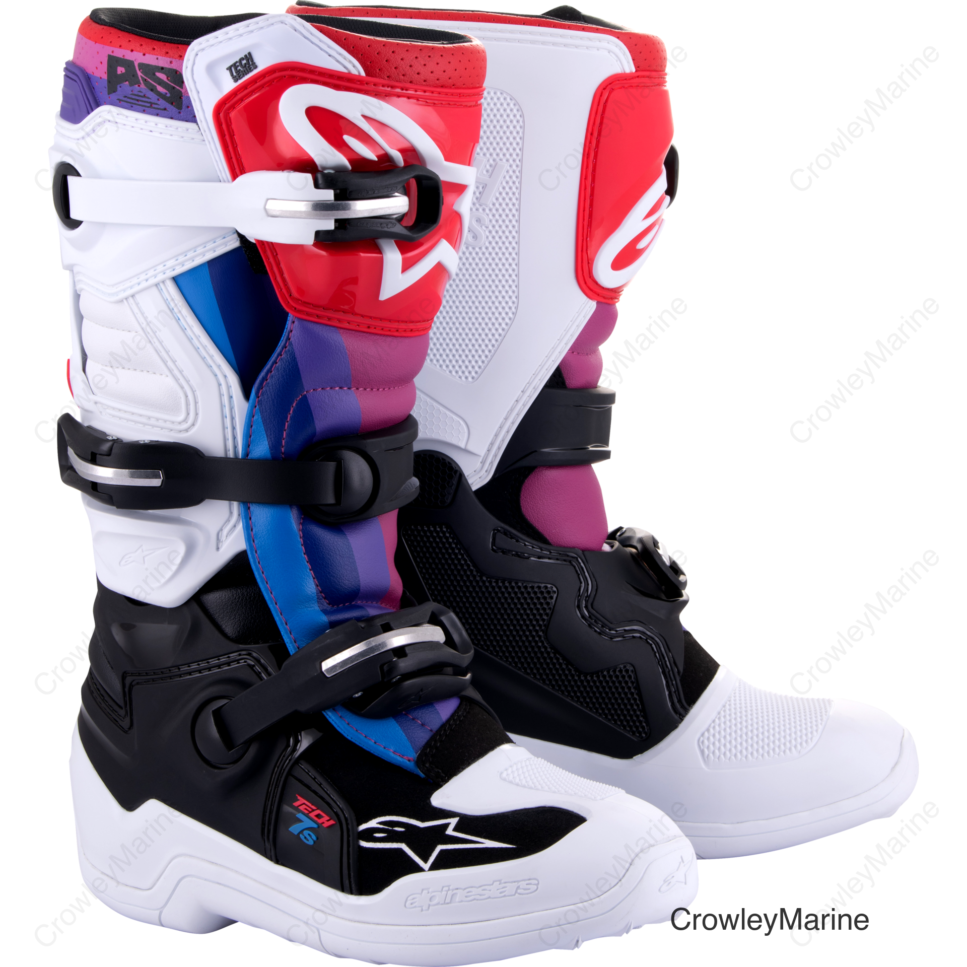 Youth Tech 7S Boots - White/Black/Rainbow - US 3