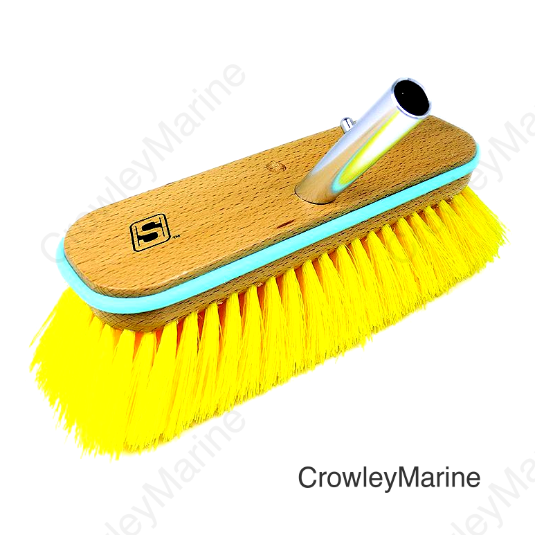 Seachoice 90464 Deck Brush with Bumper - Wood, Size: 10", Medium (Yellow Poly)