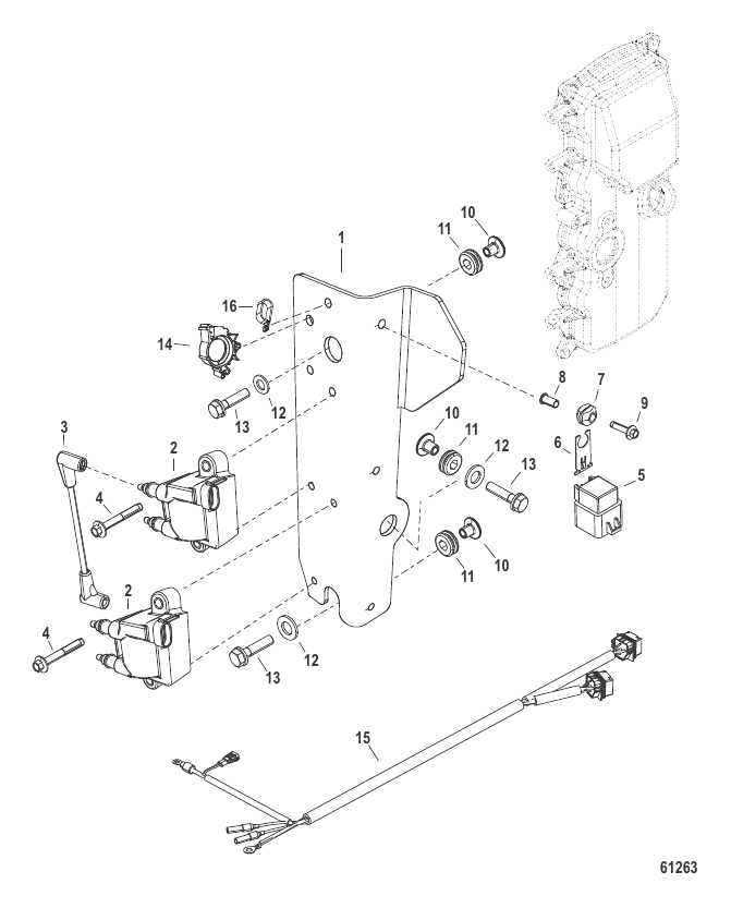 Serial Range Outboard 35 EFI Jet (4-STROKE)(4 CYL.) - 1C453840 & Up - Ignition Coil Mounting