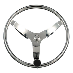 Seachoice 3 Spoke Sports Steering Wheel w/ Turning Knob, Fits 3/4-In. Tapered Shaft, 13.5-In. Diameter thumbnail-0