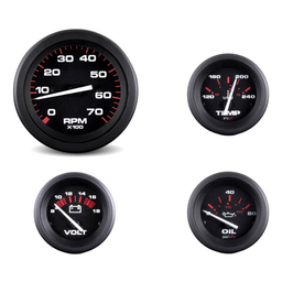 Sierra 69722P Amega Series Black Inboard 4 Set with Tachometer, Voltmeter, Oil Pressure & Water Temperature Gauges thumbnail-2